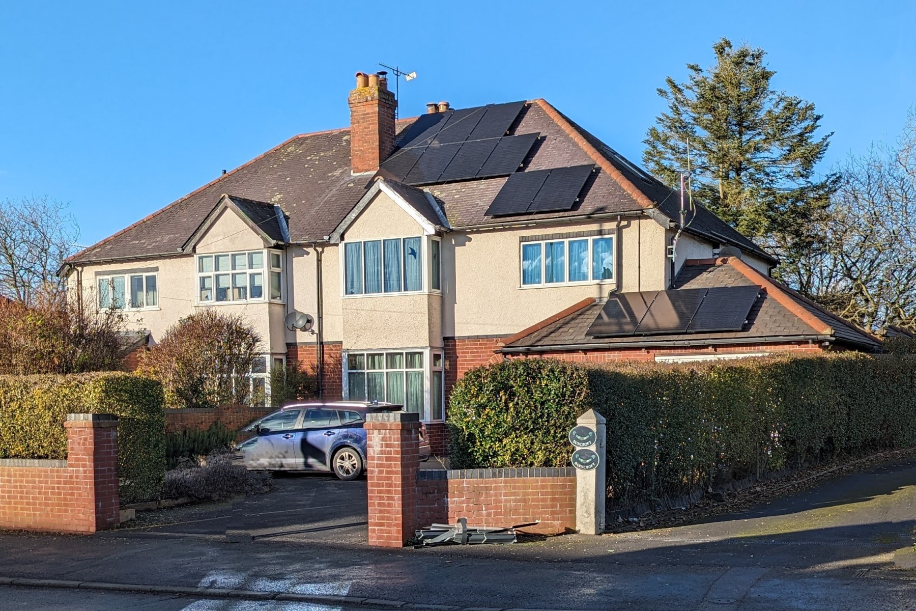 Solar panels on house in Ludlow, Shropshire